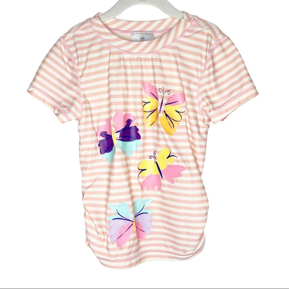Girls Hanna Andersson Summer Beach Swim Floral Striped Shirt 10